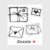 Envelop liefdesbrief hart stempel swak kus pakket  sticker (Vel)