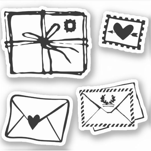 Envelop liefdesbrief hart stempel swak kus pakket  sticker (Voorkant)