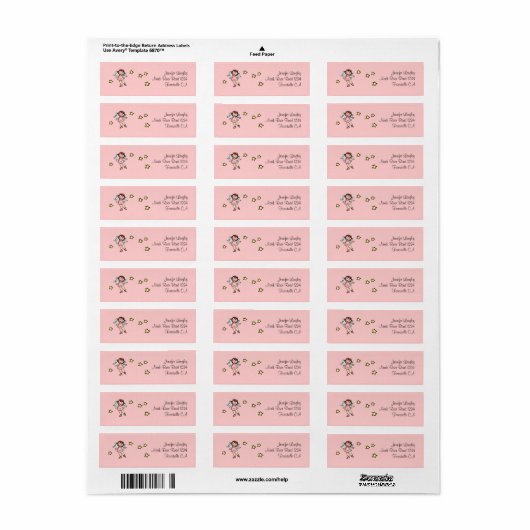 Envelop Mailing Adres Sticker Ballet Meisje (Full Sheet)
