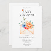  envelop met Baby shower bloemen Kaart (Voorkant / Achterkant)