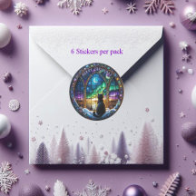 Envelop rond sticker sets, Winternachten