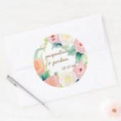 Envelop Seal Eenvoudig Modern Waterverf Bloemen Ro Ronde Sticker (Envelop)