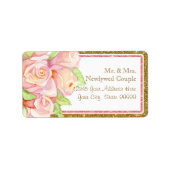 Envelope Adresetiket Waterverf Rose Bouquet Etiket (Voorkant)
