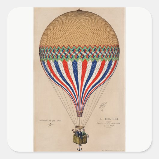 ENVELOPE SEAL :  FRANS HOT AIR BALLOON VIERKANTE STICKER (Voorkant)