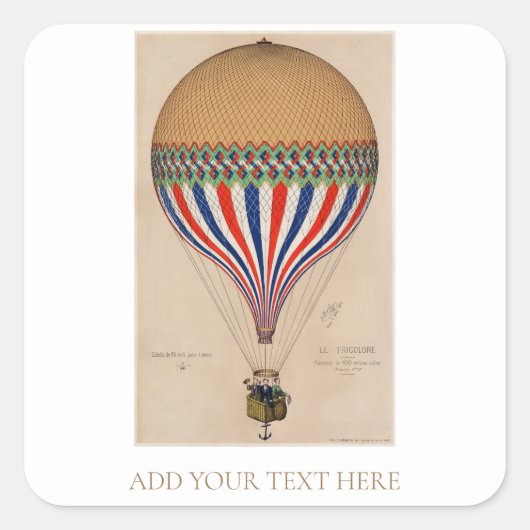 ENVELOPE SEAL :  FRANS HOT AIR BALLOON VIERKANTE STICKER (Voorkant)
