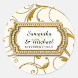 Envelope Seal Glam Old Hollywood Regency Black Str Ronde Sticker