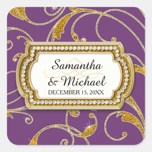 Envelope Seal Glam Old Hollywood Regency Black Str Vierkante Sticker (Voorkant)