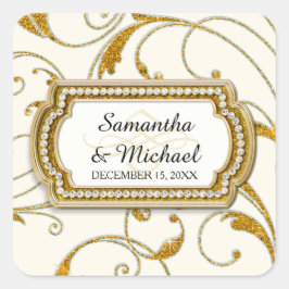 Envelope Seal Glam Old Hollywood Regency Black Str Vierkante Sticker