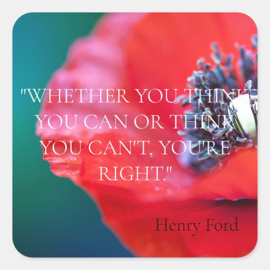 ENVELOPE SEAL: HENRY FORD INSPIREREND QUOTE VIERKANTE STICKER (Voorkant)