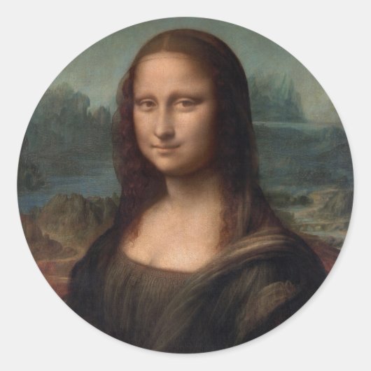 ENVELOPE SEAL : LEONARDO DA VINCI : DE MONA LISA RONDE STICKER (Voorkant)