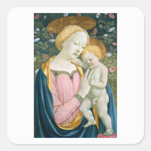 ENVELOPE SEAL : MADONNA & CHILD : VENEZIANO : 1461 VIERKANTE STICKER (Voorkant)