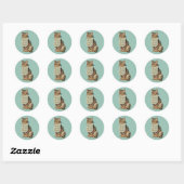 ENVELOPE SEAL MET CAT-ILLUSTRATIE RONDE STICKER (Vel)