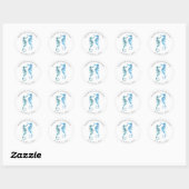 Envelope Seal Sticker, Blue Seahorse Beach Wedding Ronde Sticker (Vel)