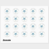 Envelope Seal Sticker, Blue Starfish Beach Wedding Ronde Sticker (Vel)