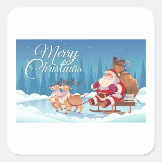 ENVELOPE SEAL STICKER : CHRISTMAS SANTA & REINDEER (Voorkant)
