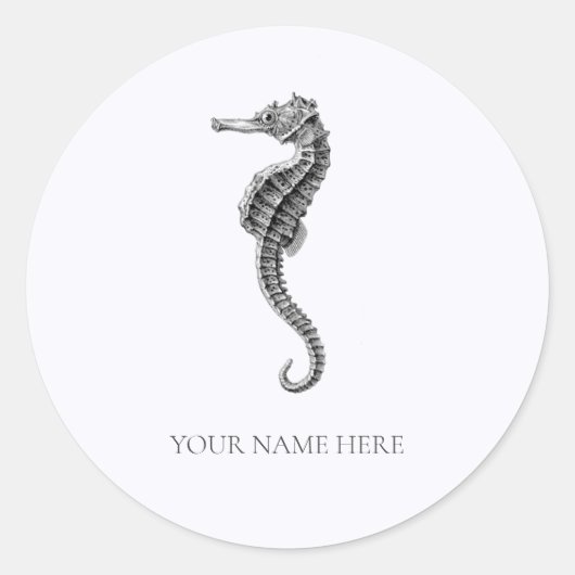 ENVELOPE SEAL STICKER:  SEAHORSE RONDE STICKER (Voorkant)