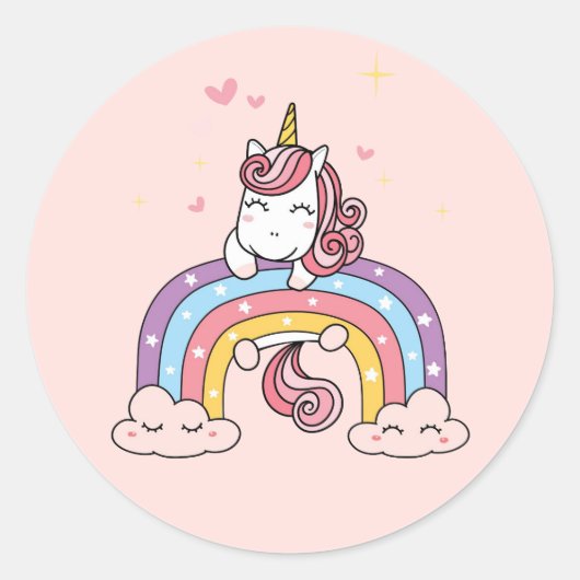ENVELOPE SEAL STICKER : UNICORN OP RAINBOW (Voorkant)