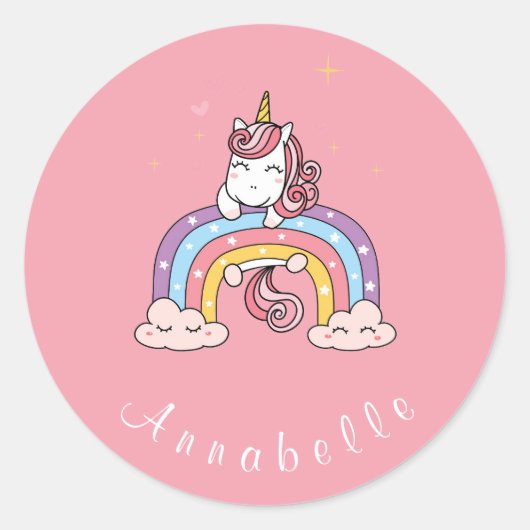 ENVELOPE SEAL STICKER : UNICORN OP RAINBOW (Voorkant)