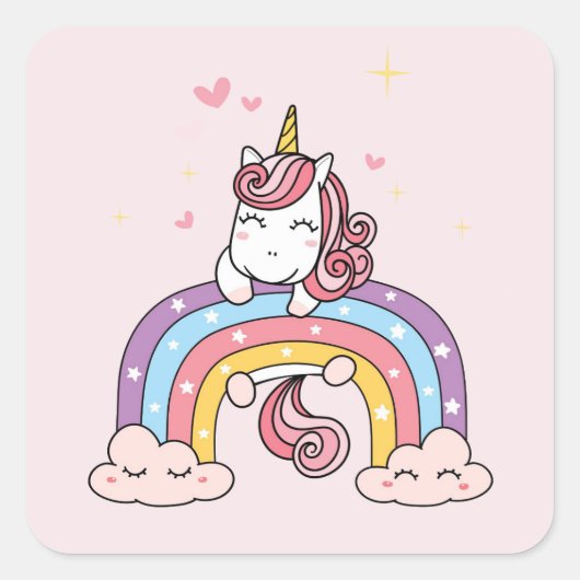 ENVELOPE SEAL STICKER : UNICORN + RAINBOW (Voorkant)