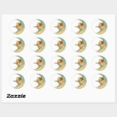 ENVELOPE SEAL STICKER: VICTORIAANS ANGEL EN MOON RONDE STICKER (Vel)