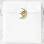 ENVELOPE SEAL STICKER: VICTORIAANS ANGEL EN MOON RONDE STICKER (Tas)