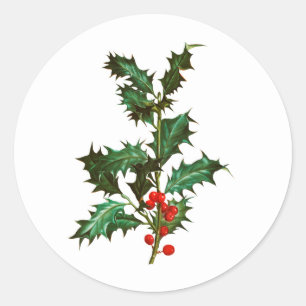 ENVELOPE SEAL STICKER : VINTAGE CHRISTMAS HOLLY
