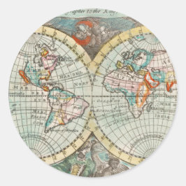 ENVELOPE SEAL STICKER:  WERELDKAART RONDE STICKER