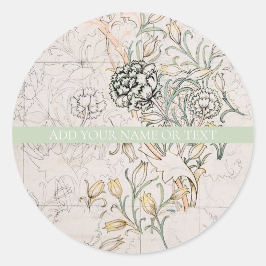 ENVELOPE SEAL STICKER : WILLIAM MORRIS : DRAWING (Voorkant)