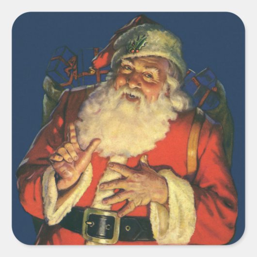 ENVELOPE SEAL : VINTAGE CHRISTMAS : Santa Claus Vierkante Sticker (Voorkant)