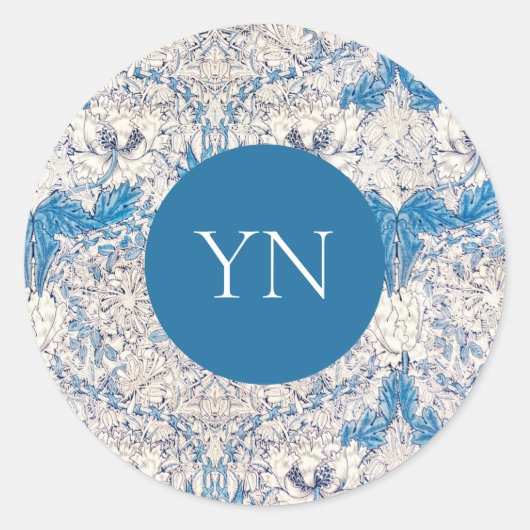 ENVELOPE SEAL : WILLIAM MORRIS : HONEYSUCKLE RONDE STICKER (Voorkant)