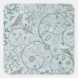 ENVELOPE SEAL : WILLIAM MORRIS : OWL & PHEASANT VIERKANTE STICKER