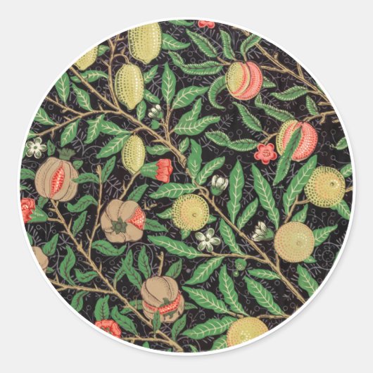 ENVELOPE SEAL : WILLIAM MORRIS : POMEGRANAAT RONDE STICKER (Voorkant)