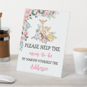 Envelope Station Sign Baby shower Woodland Girl Reclamebord Met Voetstuk (Insitu)