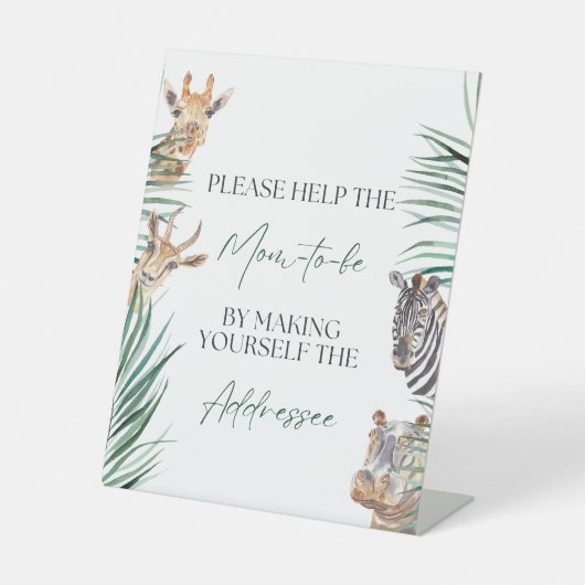 Envelope Station Sign Oh Boy Safari Baby shower Reclamebord Met Voetstuk (Voorkant)