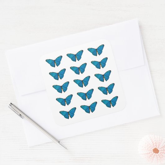 ENVELOPE ZEGEL STICKER: BLAUWE VLINDER (Envelop)