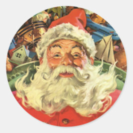 ENVELOPE ZEGEL: VINTAGE KERSTMIS: KLAAS RONDE STICKER