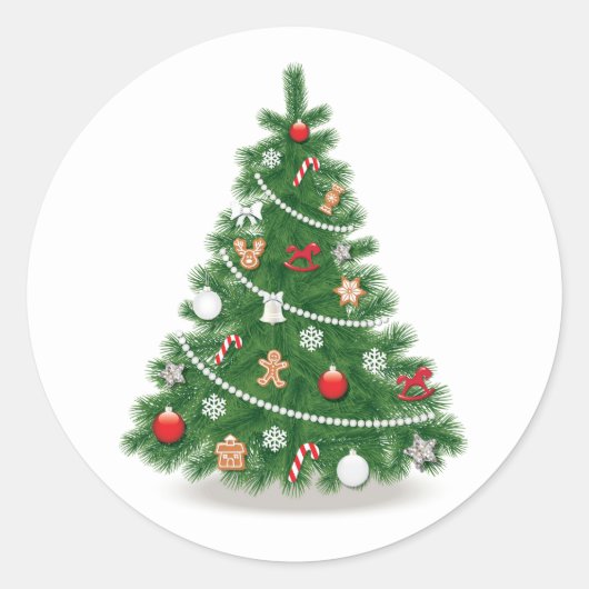 ENVELOPE ZEGELSTICKER: KERSTBOOM RONDE STICKER (Voorkant)