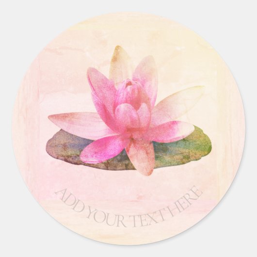ENVELOPE ZEGELSTICKER: ROZE LOTUS RONDE STICKER (Voorkant)