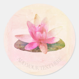 ENVELOPE ZEGELSTICKER: ROZE LOTUS RONDE STICKER
