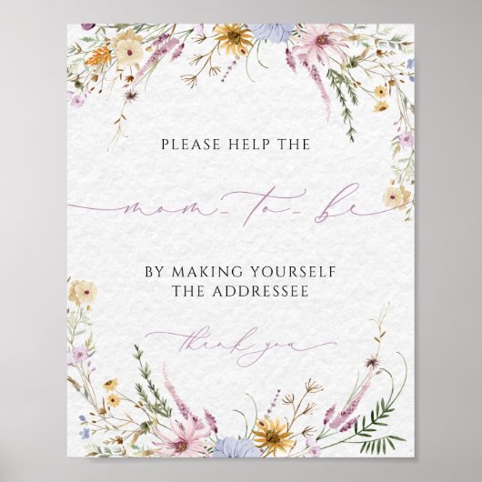 Enveloppe adresseren Wilde Bloemen Baby Shower Poster (Voorkant)