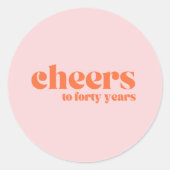Enveloppe zegel, Retro Roze, 40e verjaardag proost Ronde Sticker (Voorkant)