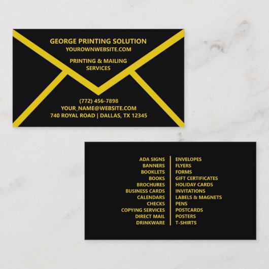 Envelopvorm Uniek Visitekaartje (Voorkant / Achterkant)