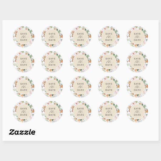 Envelopzegel opslaan Datum beige Earth Tones Ronde Sticker (Vel)