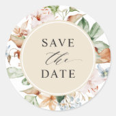 Envelopzegel opslaan Datum beige Earth Tones Ronde Sticker (Voorkant)