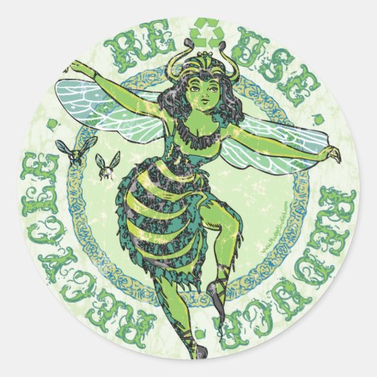 Enviro Green Bee Earth Day Gear Ronde Sticker (Voorkant)
