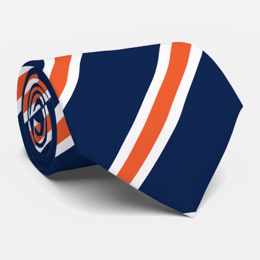 EnviroForensics Navy White en Oranje gestreept Str Stropdas (Opgerold)
