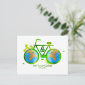 Environmental eco-friendly green bike post cards briefkaart (Staand voorkant)