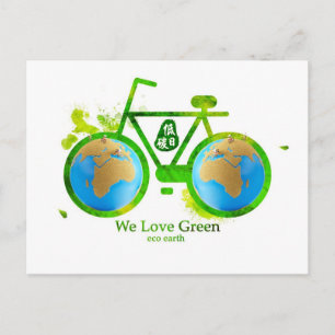 Environmental eco-friendly green bike post cards briefkaart