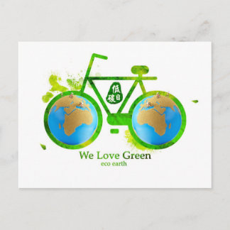 Environmental eco-friendly green bike post cards briefkaart