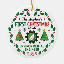 Environmental Engineer First Christmas Custom Name Keramisch Ornament